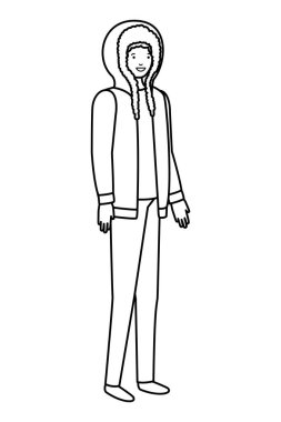 kış giysileri avatar karakter ile genç adam