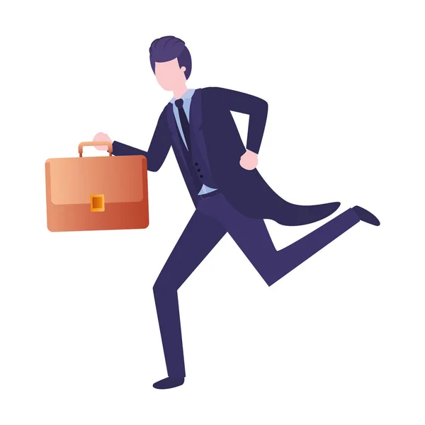 Business man with portfolio avatar character — Stock Vector