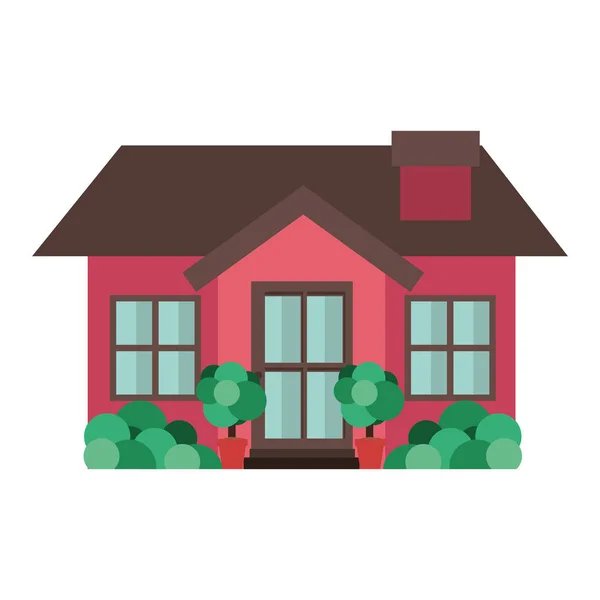 Maison avec jardin icône isolée — Image vectorielle