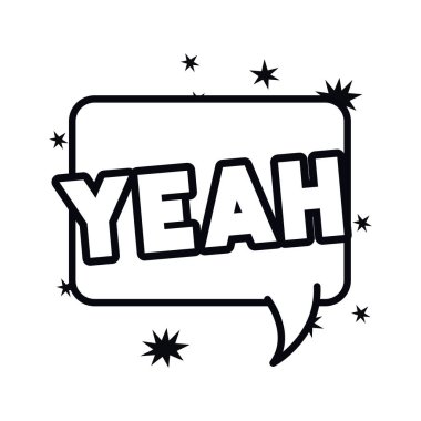 Evet konuşma kabarcık izole simgesi komik kelime