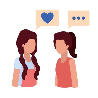 konuşma balonu avatar karakter olan genç kadın