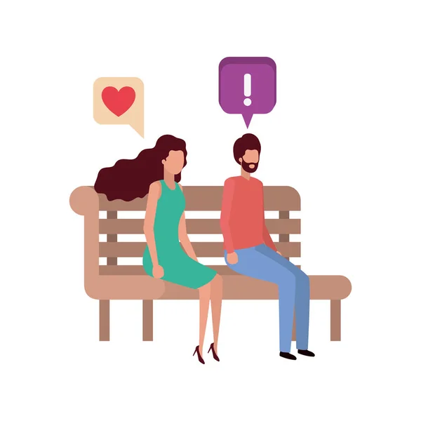 Ζευγάρι κάθεται σε καρέκλα πάρκο avatar χαρακτήρων — Διανυσματικό Αρχείο