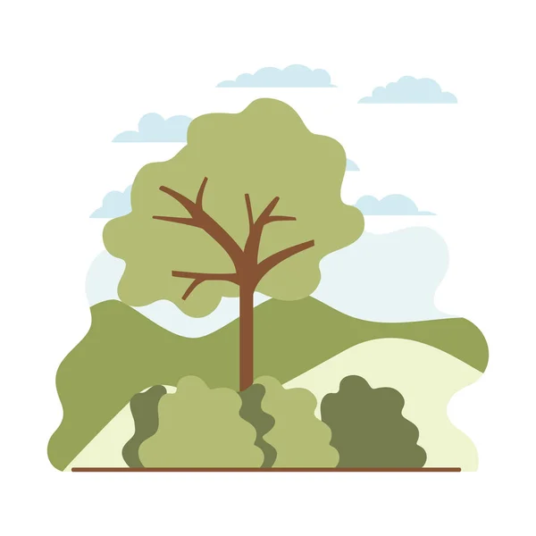 Pianta albero con icona paesaggio isolato — Vettoriale Stock