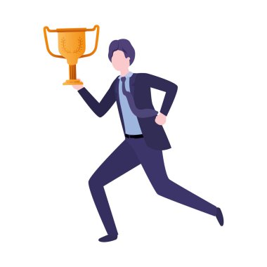 Kupa avatar karakter ile işadamı