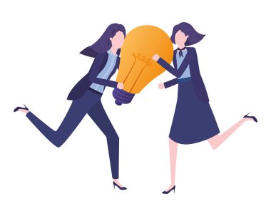 Ampul avatar karakteri ile businesswomen