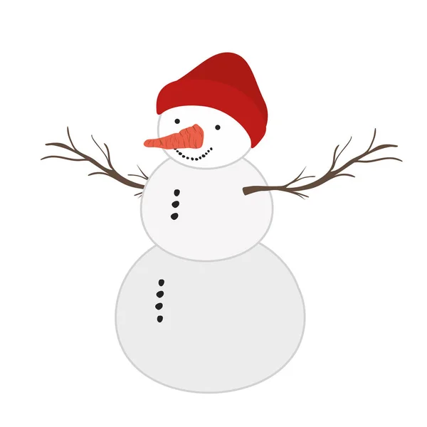 Snow człowiek z kapeluszem na białym tle ikona — Wektor stockowy