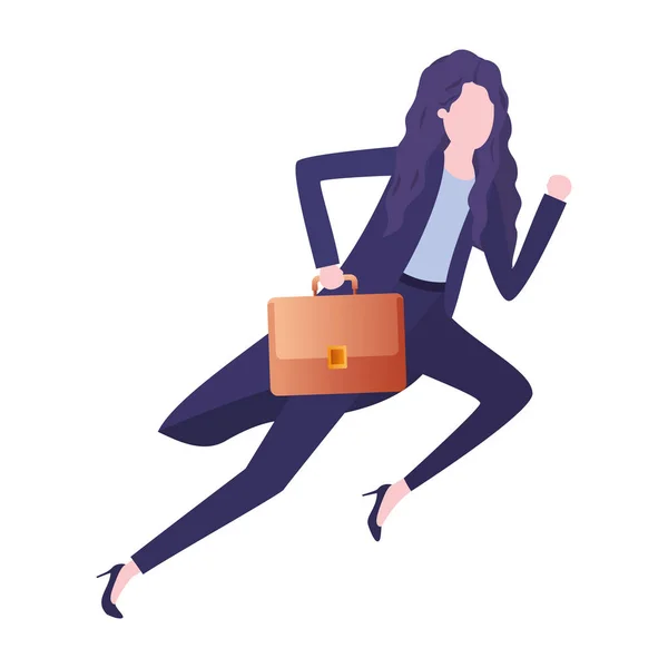Business woman with portfolio avatar character — Stock Vector