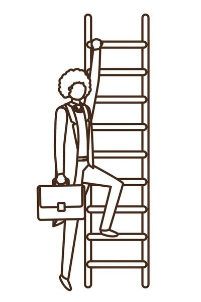 Hombre de negocios con carácter avatar escalera — Vector de stock