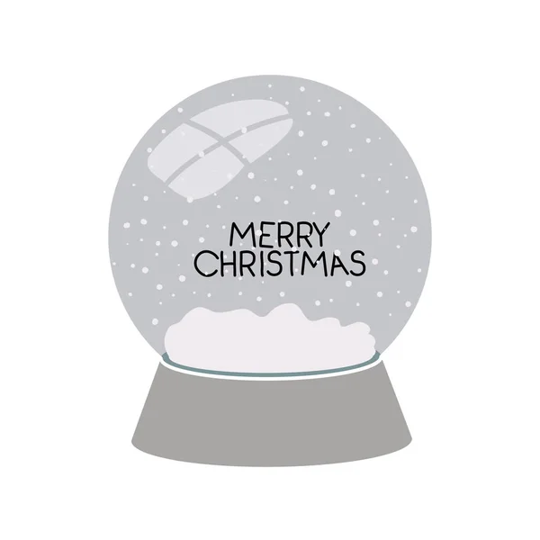 Veselé Vánoce v křišťálové kouli izolovaný symbol — Stockový vektor
