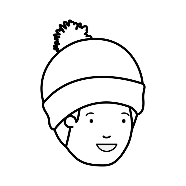 Cabeça de homem com caráter avatar chapéu de inverno —  Vetores de Stock
