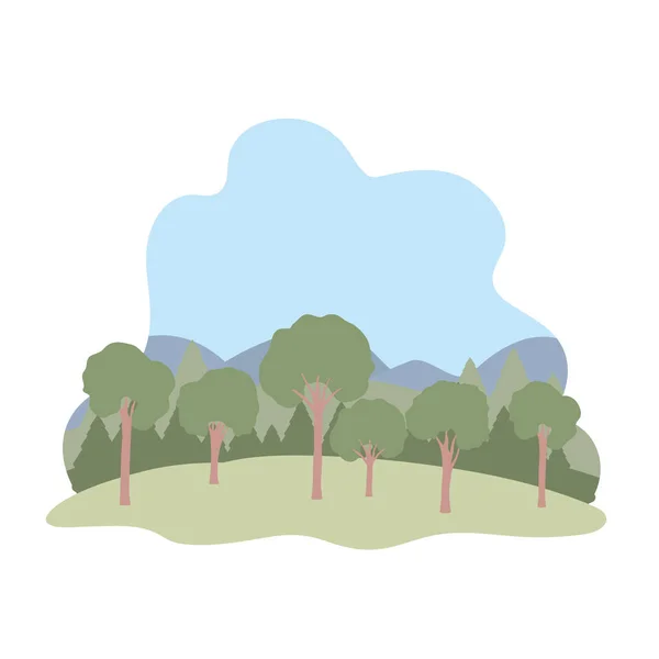 Trees plants with landscape isolated icon — Stock Vector