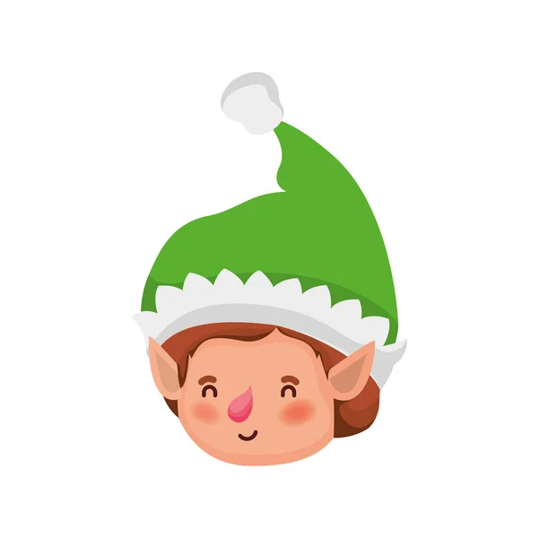 Elf head with hat avatar character — Stock Vector