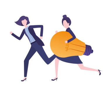 Ampul avatar karakteri ile businesswomen