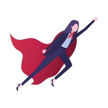 kahraman Cape avatar karakter ile iş kadını