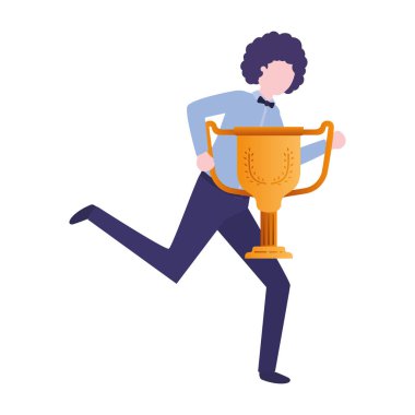 Kupa avatar karakter ile işadamı