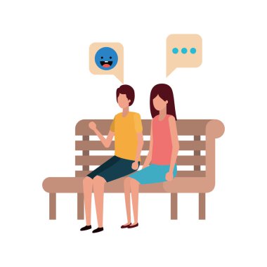 Park sandalye avatar karakteri içinde oturan çift