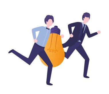 Ampul avatar karakter ile işadamları