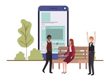 akıllı telefon ile grup kişi iş