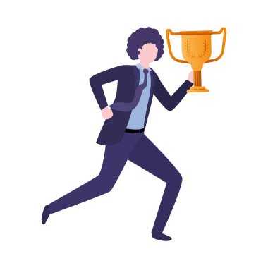 Kupa avatar karakter ile işadamı