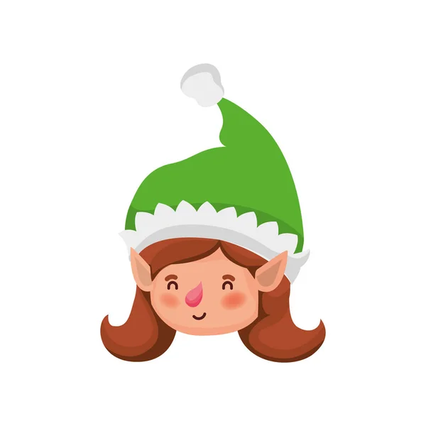 Cabeza de mujer elfo con carácter avatar sombrero — Archivo Imágenes Vectoriales