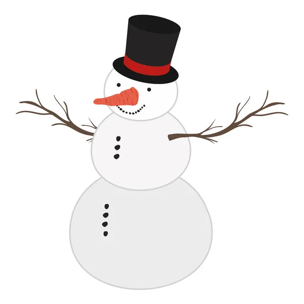 Snow Man met hoed geïsoleerd icoon — Stockvector