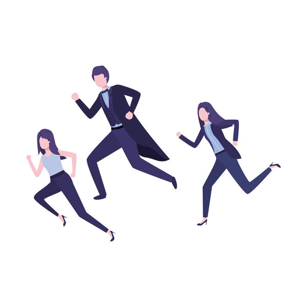 group of business running avatar character