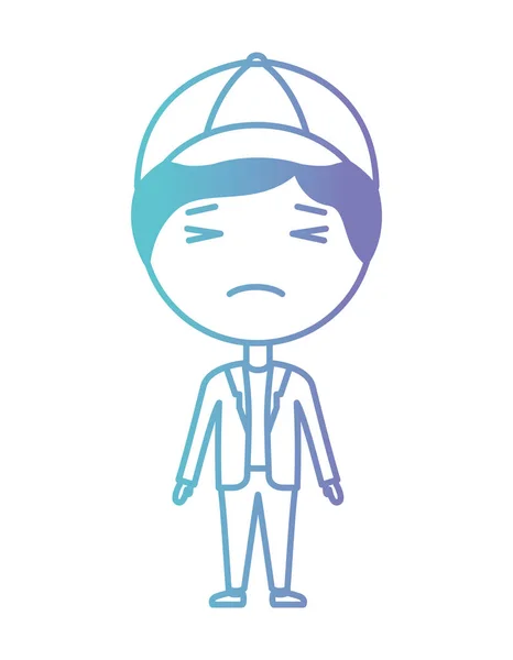 Desenho animado triste homem kawaii personagem —  Vetores de Stock