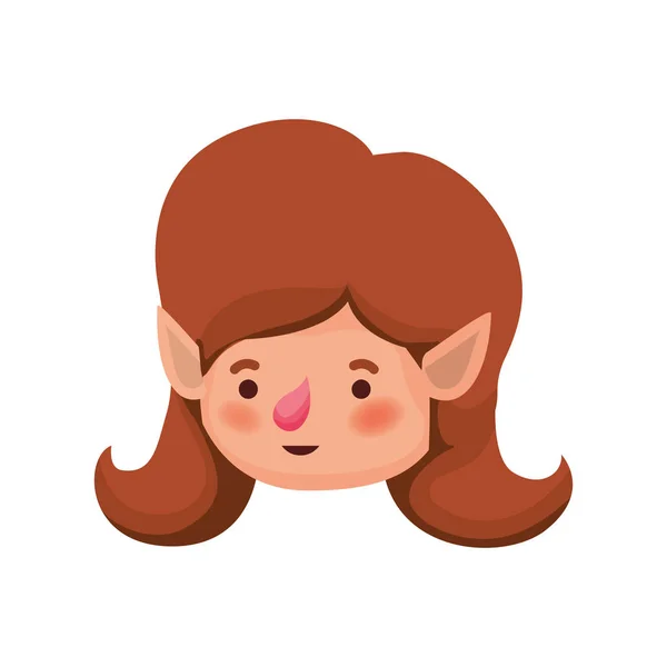 Elfo mujer cabeza avatar carácter — Vector de stock