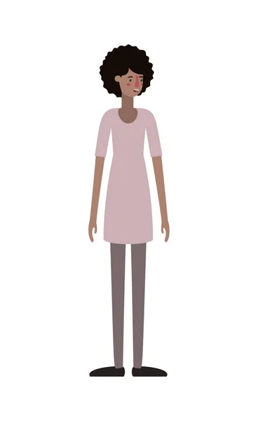 Hermoso y joven negro personaje de mujer — Vector de stock