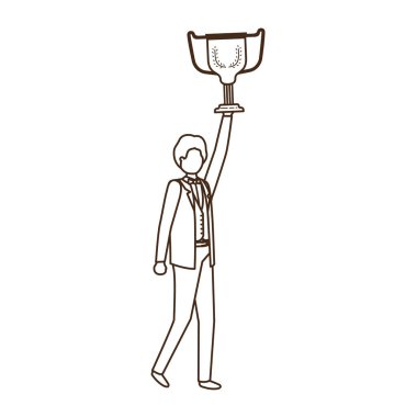 Kupa avatar karakter ile işadamı