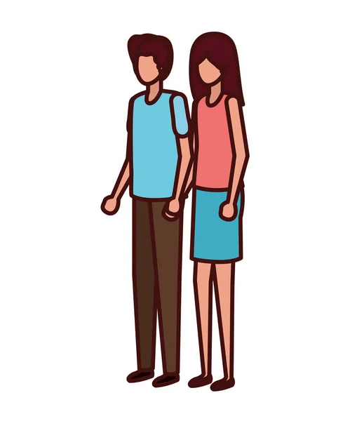 Jovem casal avatar personagem —  Vetores de Stock