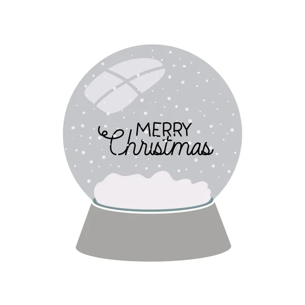 Veselé Vánoce v křišťálové kouli izolovaný symbol — Stockový vektor