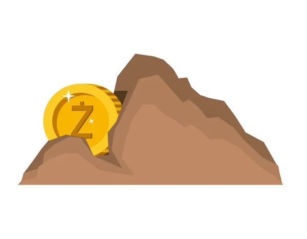 マウンテンマイニングでの暗号通貨の zcash マネー — ストックベクタ