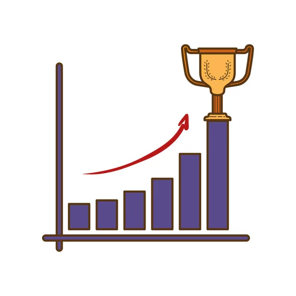 Bar chart with trophies isolated icon — Stock Vector