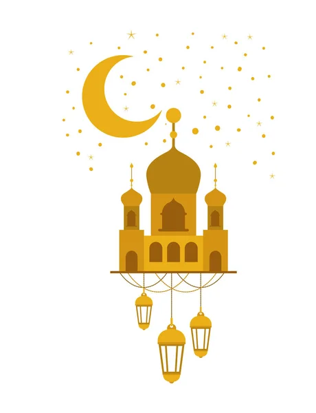 Gece asılı lambalar ile Arap kale — Stok Vektör