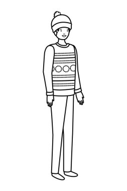 kış giysileri avatar karakter ile genç adam