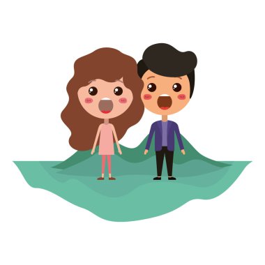 çizgi film sürpriz çift alan Kawaii karakterler