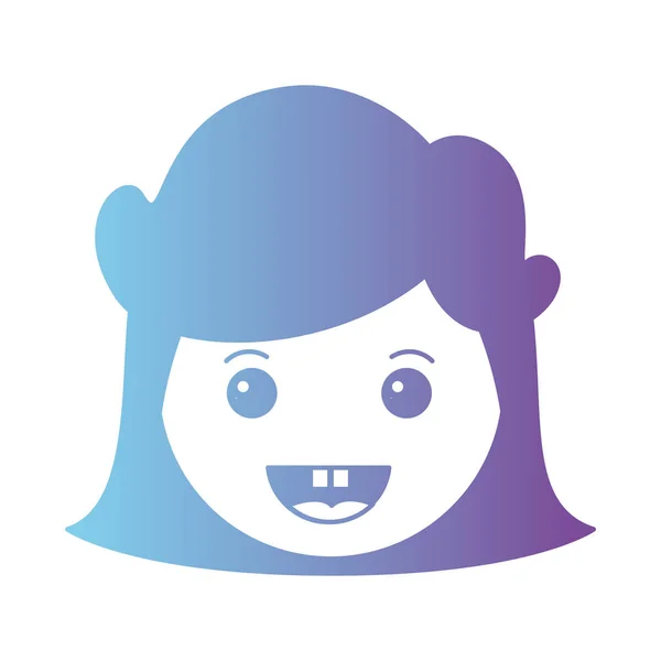 Dessin animé femme heureux tête kawaii personnage — Image vectorielle