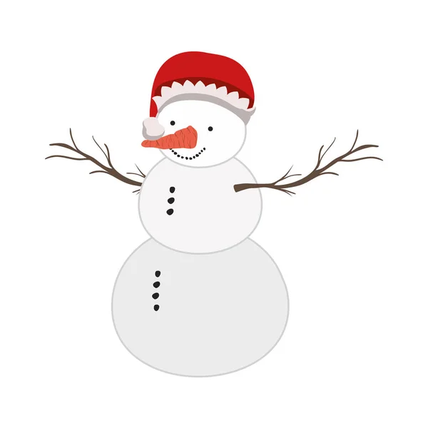 Snow Man met hoed geïsoleerd icoon — Stockvector