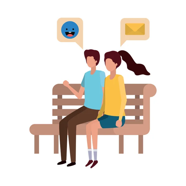 stock vector couple sitting in park chair avatar character