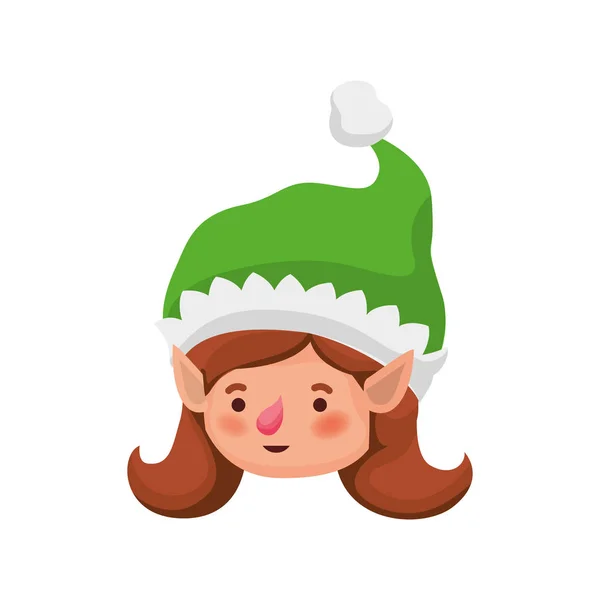 Elf woman head with hat avatar character — Stock Vector