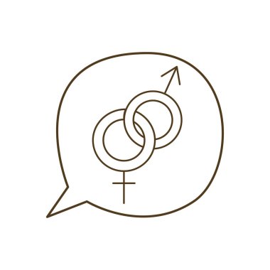 Erkek ve kadın sembolü ile konuşma balonu