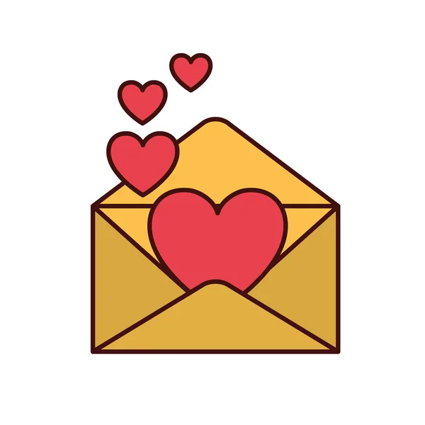 Letter with heart message isolated icon — Stock Vector