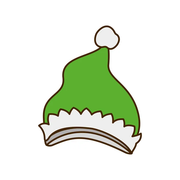 Chapeau de Noël vert icône isolée — Image vectorielle