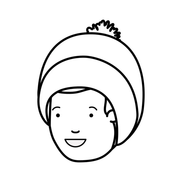 冬帽子アバター キャラクターを持つ男の頭 — ストックベクタ