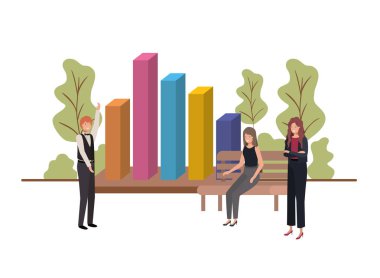 istatistik çubukları ile insanlar iş grubu