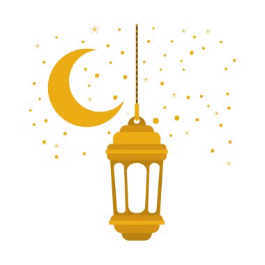 geleneksel Arap lambası ve hilal ay asılı