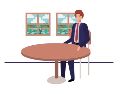 pencere ile manzara görünüm ile işadamı oturan