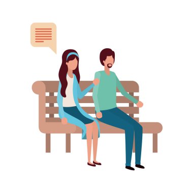 Park sandalye avatar karakteri içinde oturan çift