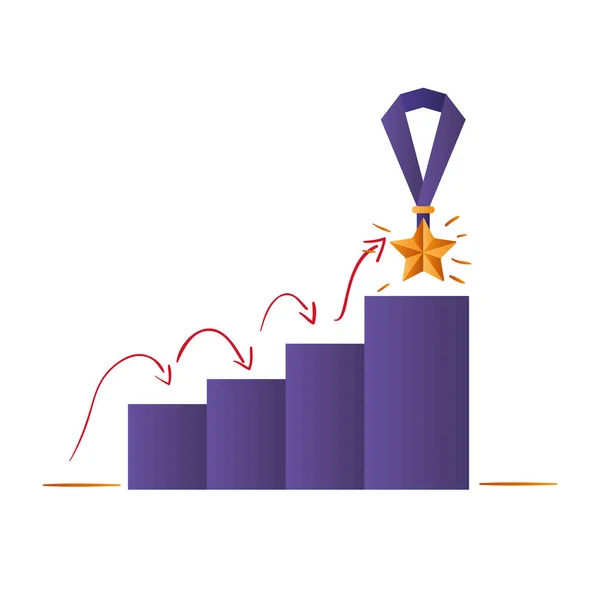 Medaille met bar chart geïsoleerd icoon — Stockvector